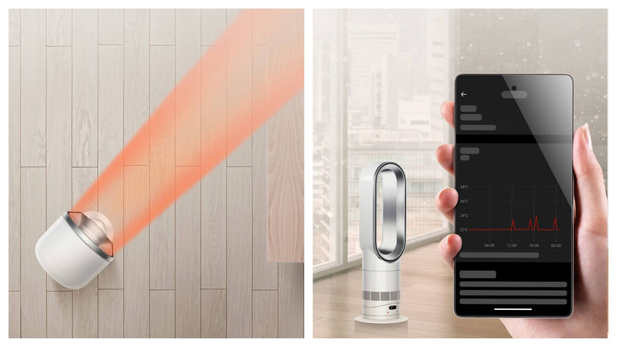 dyson hotcool hf1 remote link preriscaldamento del riscaldatore e ventola di raffreddamento