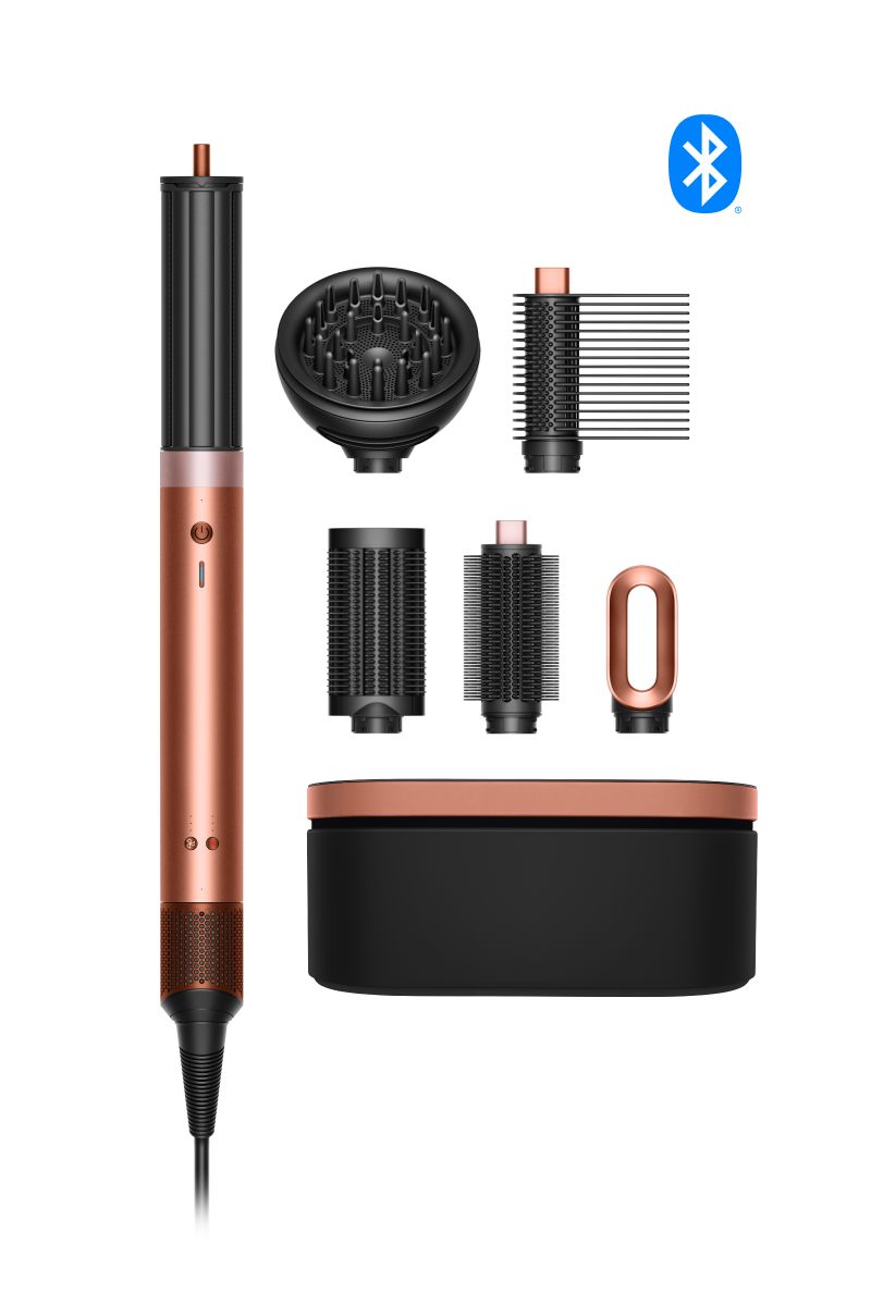 asciugacapelli e piastra multi-styler dyson airwrap co-anda2x con diffusore seta ambrata