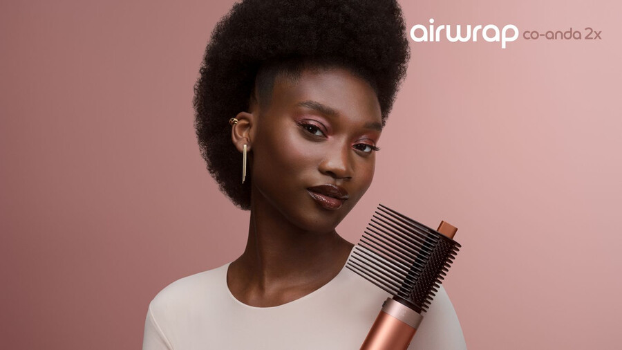 asciugacapelli e piastra multi-styler dyson airwrap co-anda2x con diffusore seta ambrata