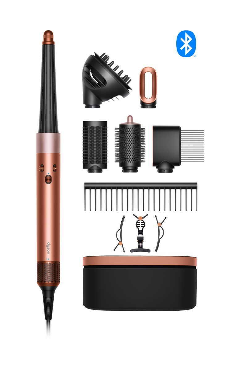 dyson airwrap id multi-styler e asciugacapelli con diffusore seta ambrata