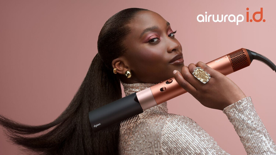 dyson airwrap id multi-styler e asciugacapelli con diffusore seta ambrata