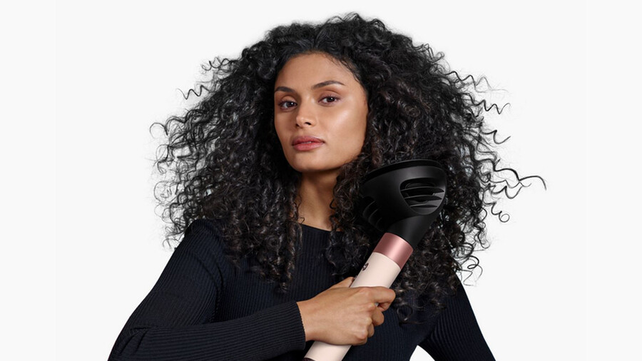 dyson airwrap id multi-styler e asciugacapelli con diffusore seta ambrata