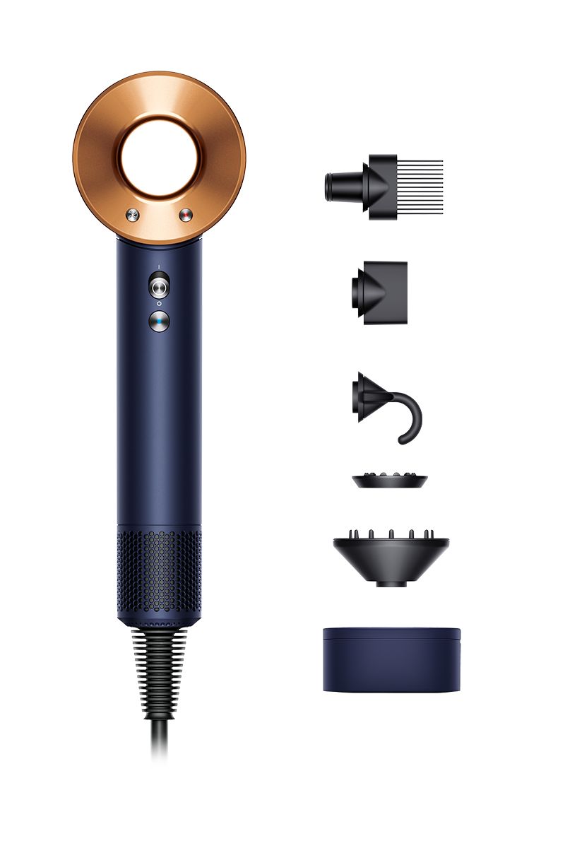 asciugacapelli dyson supersonic nei colori blu di prussia e rame intenso