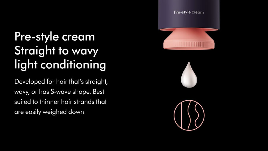crema pre-styling dyson chitosan condizionante leggero per capelli lisci o mossi.