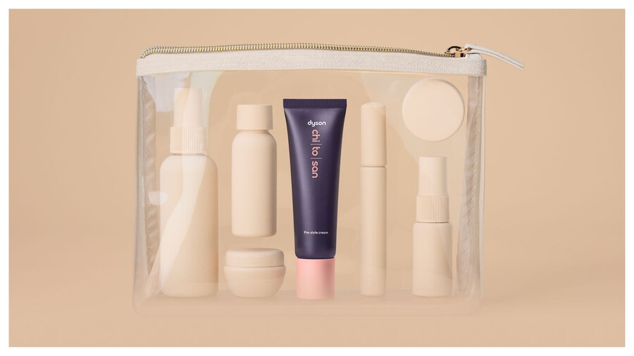 crema pre-styling dyson chitosan per capelli lisci o mossi – mini da viaggio con condizionamento leggero